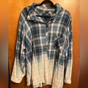 Bleached dip dyed flannel torrid top